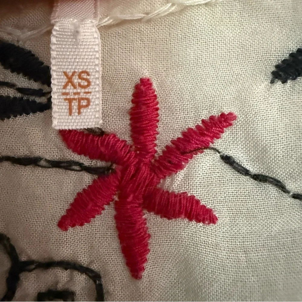 Free People Frida Embroidered Boho Mini Dress Cream XS Festival Peasant - Picture 12 of 13